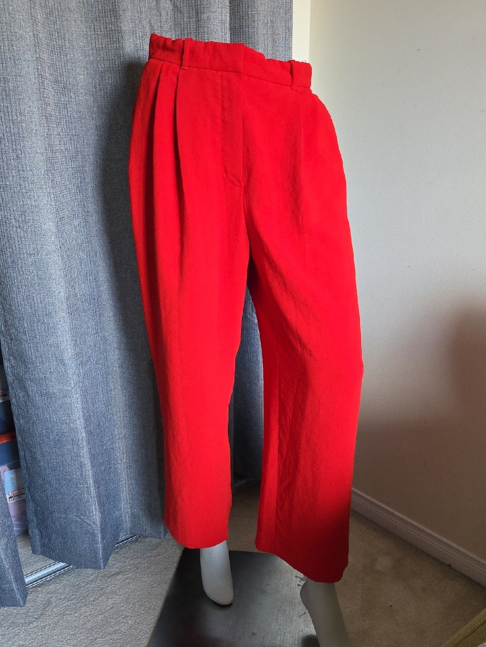 Wilfred Bright Red Pleated Waist Wide-Leg Crepette Pants